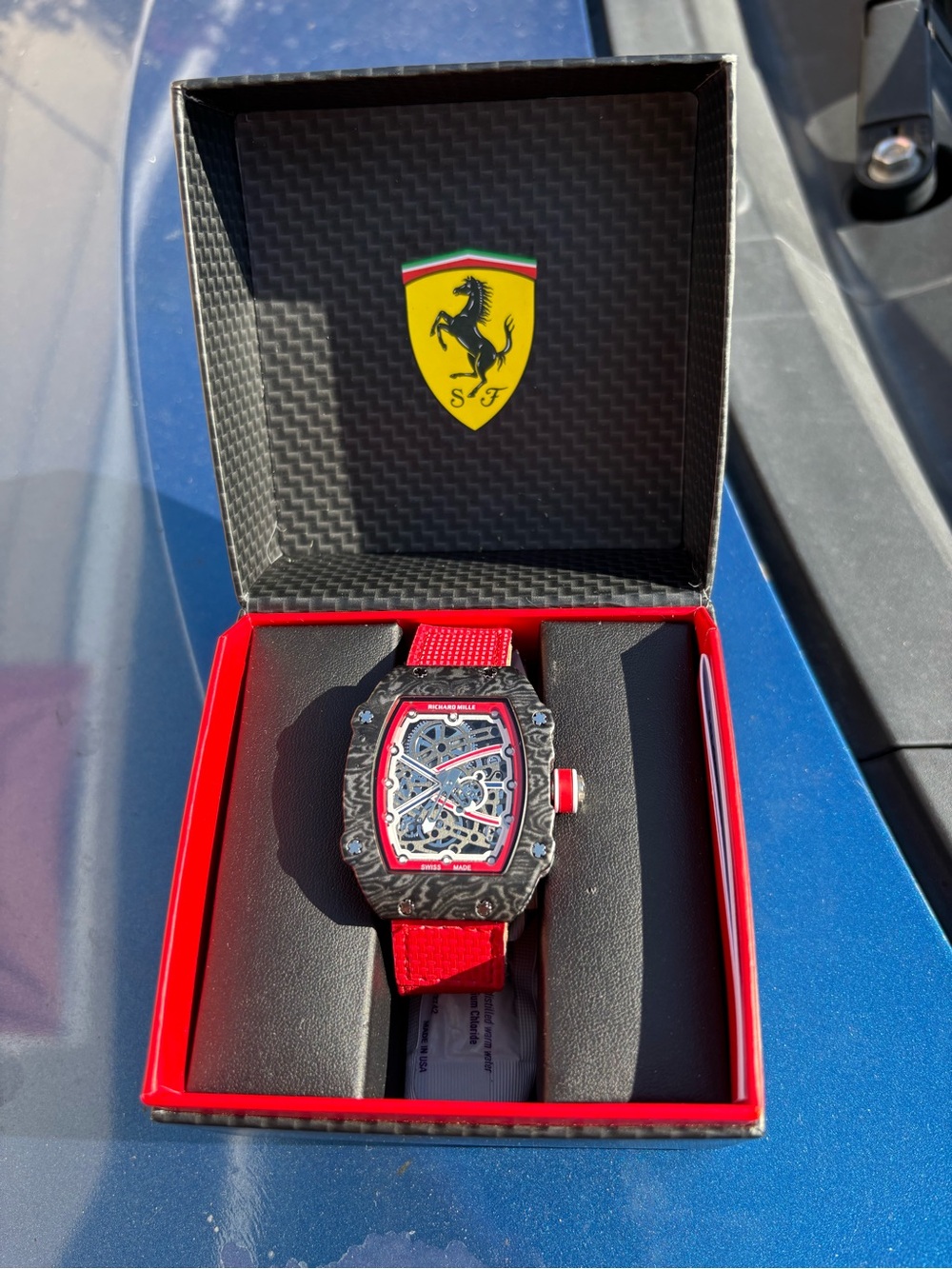Ferrari Red Strap Skeleton Dial Men's Watch